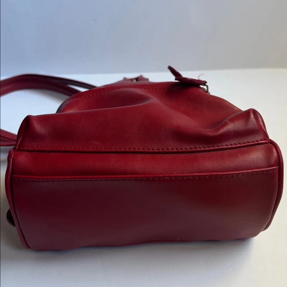 Villager | Red Leather Multi Compartment Mini Backpack Zipper Straps Holiday Bag